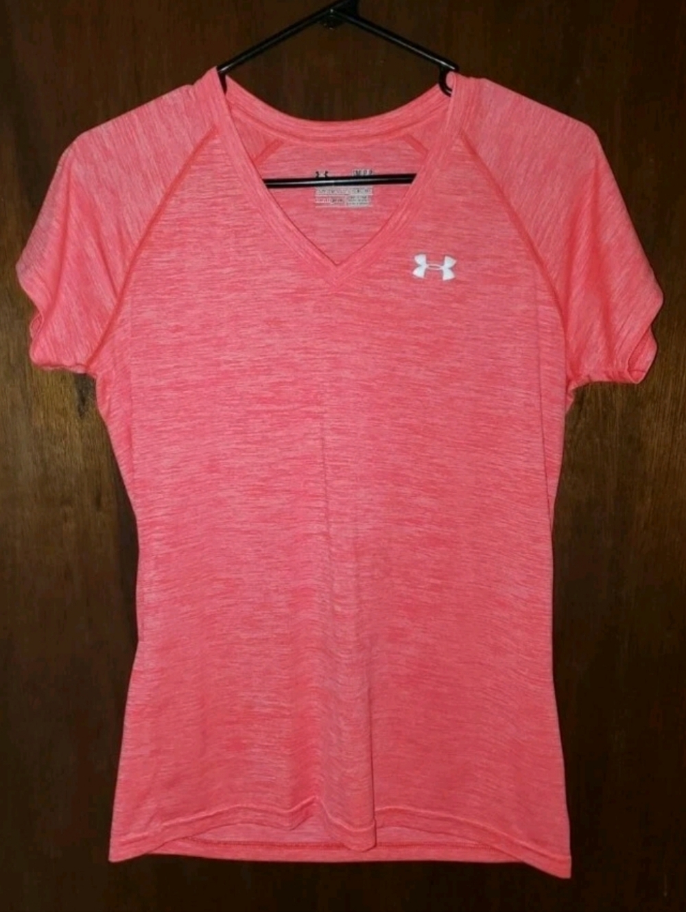 Under Armour Pink Marl V-Neck Performance T Shirt Sz Small